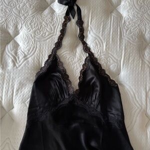 Reformation Black Lace Halter Top